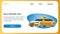 Self Driving Taxi Car. Landing Page Web Template