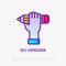 Self-expression thin line icon: hand holding pencil. Modern vector illustration, symbol of creativity