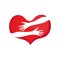 Self hugging line icon, Love yourself, cute cartoon heart character hug.