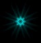 Self-illuminated cyan snowflake isolated on black