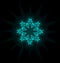 Self-illuminated cyan snowflake isolated on black