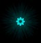 Self-illuminated cyan snowflake isolated on black