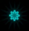 Self-illuminated cyan snowflake isolated on black