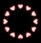 Self-illuminated pink hearts like frame on black