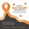 Self-injury awareness day banner with ribbon and butterflies