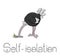 Self-isolation allegorical caricature, ostrich pose with bird is burying it`s head in the sand
