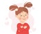 Self-love with Little Girl Admiring Herself Loving Her Appearance Vector Illustration