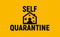 Self quarantine icon, person in house with viruses in air.