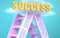 Self respect ladder that leads to success high in the sky, to symbolize that Self respect is a very important factor in reaching