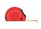 Self-retracting tape measure. Red ruler. Vector flat icon.