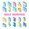 Self Service Buying Collection Icons Set Vector