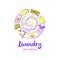 Self-service laundry logo. Freehand drawn template creative laun
