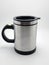 Self stirring mug made from aluminum metal with lid cover