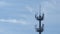 Self Support, Guyed Tower, Guyed Mast, Pole. Telecommunication Tower. Cell Phone Signal Tower on sky background