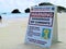 Self supporting beach placard warning of rip currents