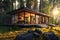 Self-sustainable intelligent house. Autonomous cabin. Futuristic architecture. Nomadic lifestyle. Solar powered building. Modern