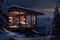 Self-sustainable intelligent house. Autonomous cabin. Futuristic architecture. Nomadic lifestyle. Solar powered building. Modern