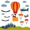 selfie air balloon flat design illustration
