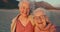 Selfie, beach and elderly women friends on a retirement vacation, adventure or holiday together. Smile, travel and