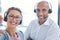 Selfie of call center operator, marketing agent and sales consultants on webcam video call in an office. Friendly