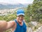 Selfie of cool trailrunning man in croatia on the island krk in baska in summer