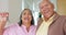 Selfie, happy and new house with keys, property and retired homeowners at front door. Man, woman and elderly with smile