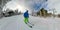 SELFIE: Male tourist enjoys skiing along the groomed piste under the ski lift.