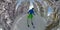 SELFIE: Male tourist shreds fresh powder snow while tree skiing in Deer Valley.