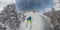 SELFIE: Man learning to ski almost crashes while riding off piste in deep powder