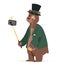 Selfie photo bear business man vector portrait