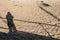 Selfie shadow in sand