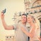 Selfie travel couple in love in Venice, Italy