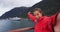 Selfie video - Cruise ship passenger in Alaska city of Ketchikan smiling excited