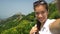 Selfie video - girl tourist at Great Wall of China