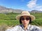 Selfie woman travel in vinyards, Okanagan valley, British Columbia Canada