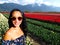 Selfie Woman Tulip Field Agassiz, Chilliwack, British Columbia, Canada.