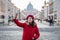 Selfie of young woman in Rome, Italy