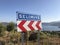 Selimiye sign on the bay of Bozburun peninsula