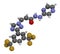 Selinexor cancer drug molecule. 3D rendering. Atoms are represented as spheres with conventional color coding: hydrogen white,