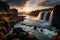 Seljalandsfoss dazzles as the sun bids farewell, a breathtaking waterfall