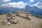 Sella Group mountains on the left and Sassoloungo and Sassopiatto mountains on the right viewed from Mount Pic above Raiser P