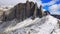Sella Pass, Italy. Breathtaking snowy scenics Dolomite Alps, with mount Sella Towers, landscape of Sudtirol.