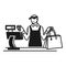 Seller at the cash register icon, simple style