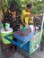 seller of health drinks culinary, sugar cane saccahrum or es tebu