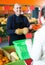 Seller offering female fresh squash