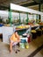 Seller woman sitting near her stand at the new public market of Oeiras, Brazil