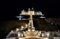 Sellin pier with stairs and beach chairs at night. On the island of RÃ¼gen in Germany