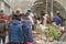 Selling flowers at a makeshift flower markets on the eve of international women\'s day