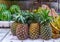 Selling pineapple fruits at rural market