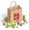 Sellout concept, Retail, Big Sale, Shopping Bag with cash money